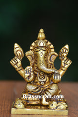 Sitting Brass Ganesh Idol
