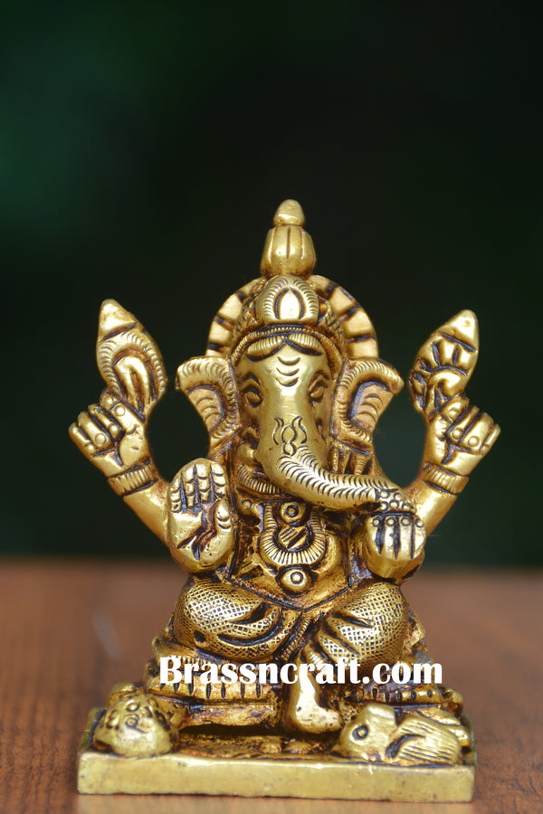 Sitting Brass Ganesh Idol