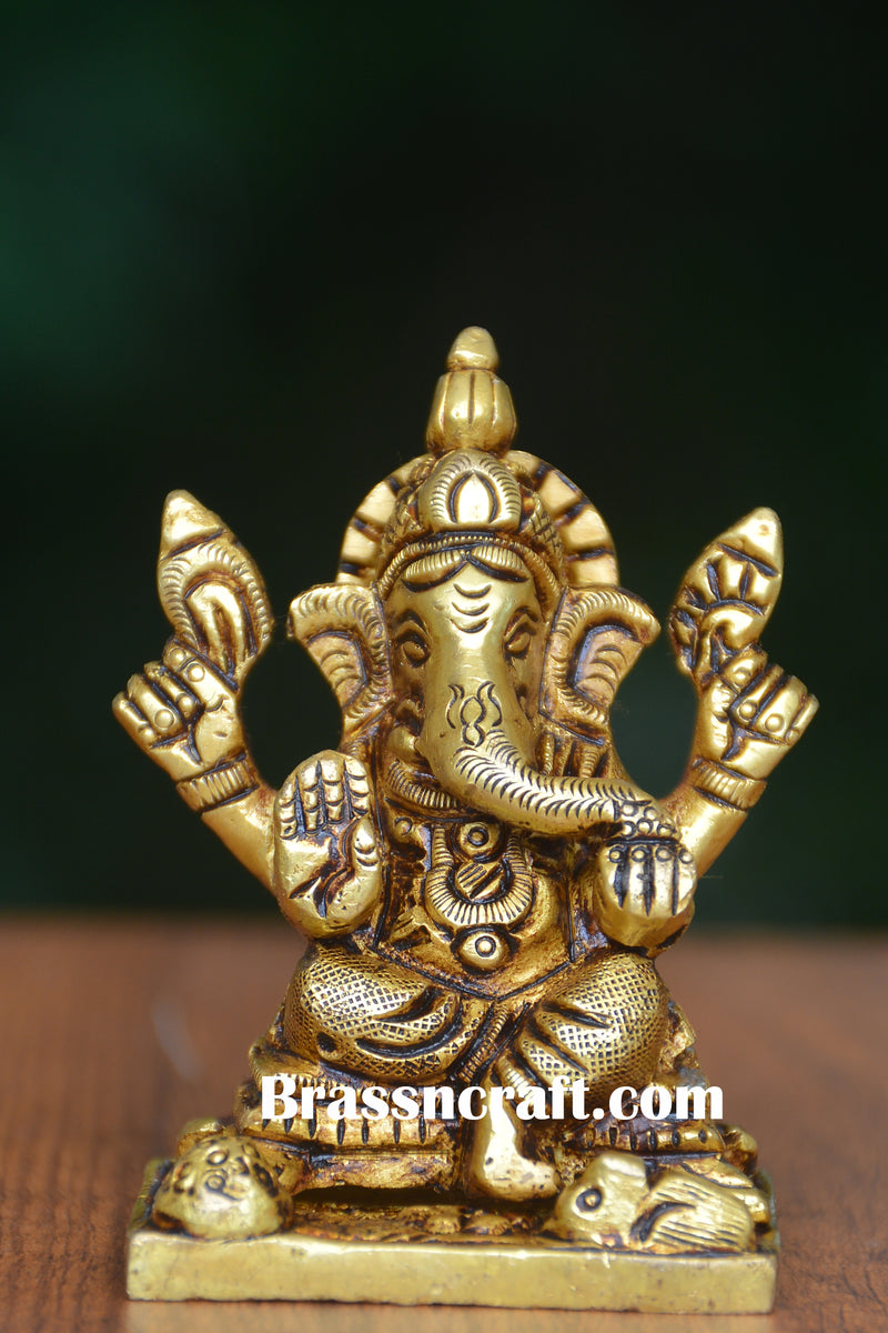 Sitting Brass Ganesh Idol
