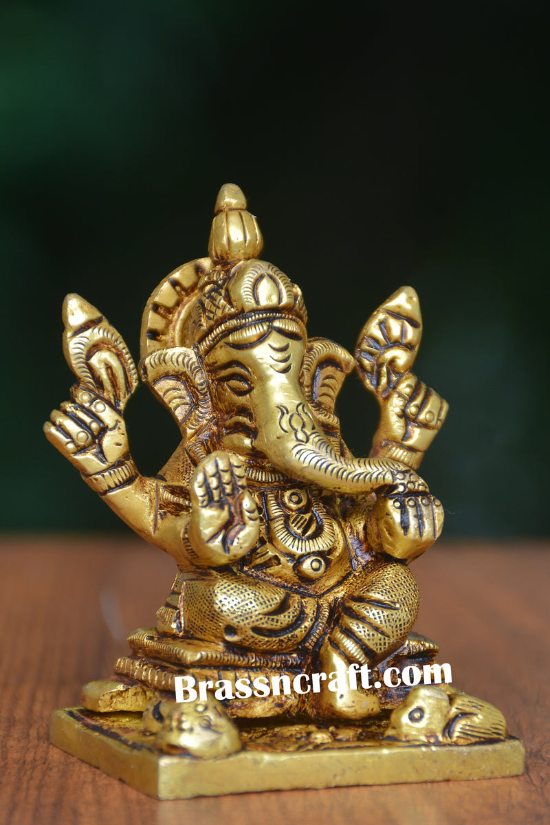 Sitting Brass Ganesh Idol