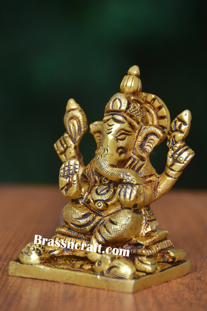 Sitting Brass Ganesh Idol
