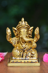 Sitting Ganesh Brass Idol