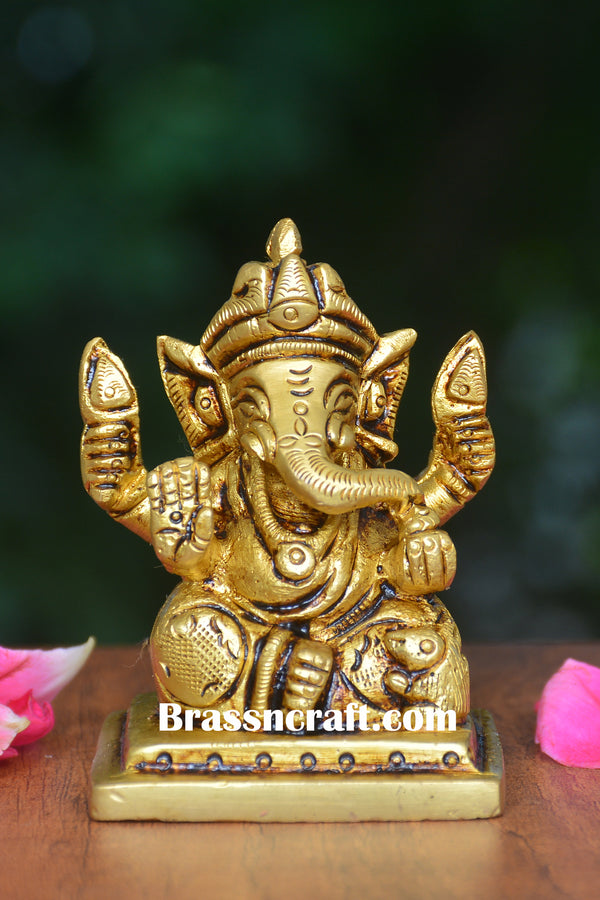 Sitting Ganesh Brass Idol