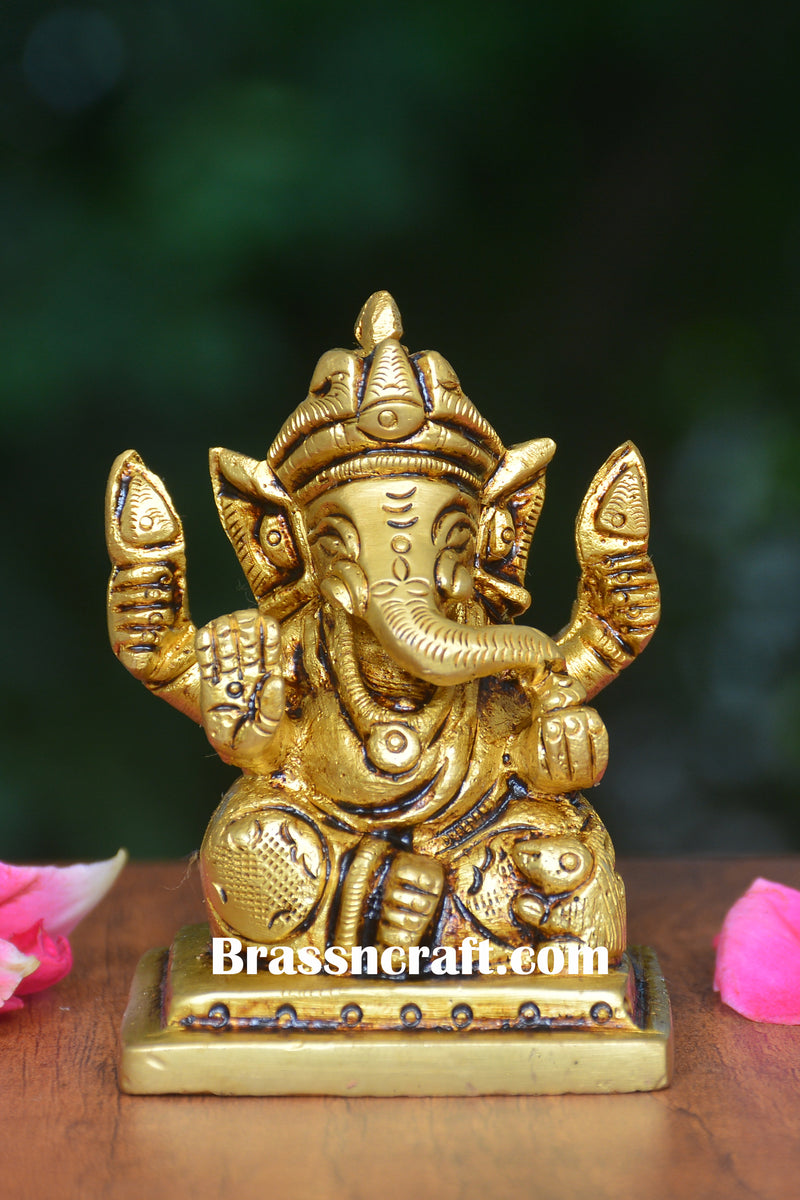 Sitting Ganesh Brass Idol
