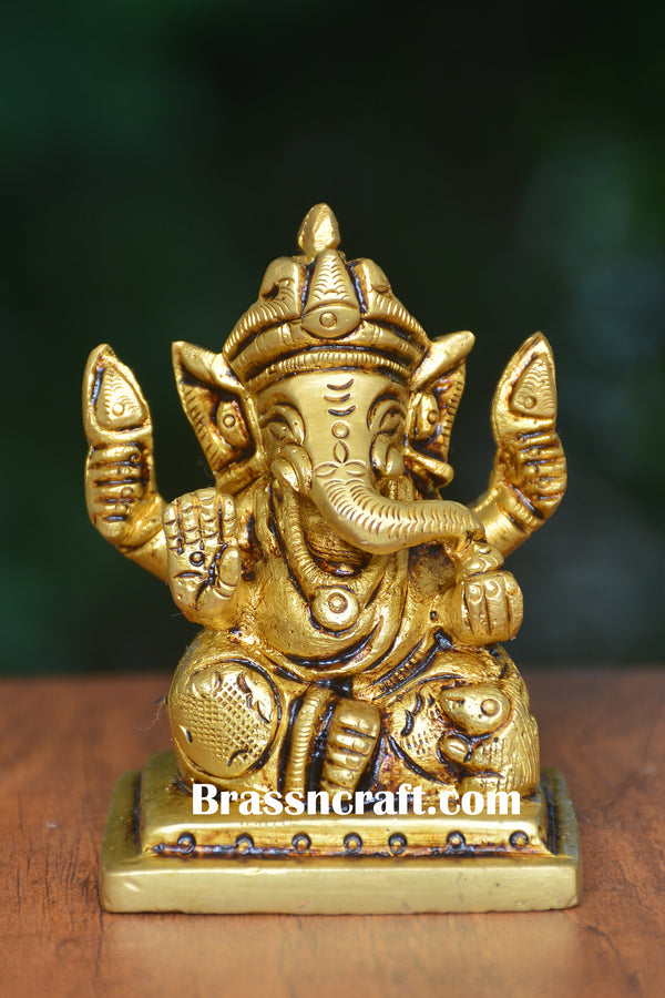 Sitting Ganesh Brass Idol