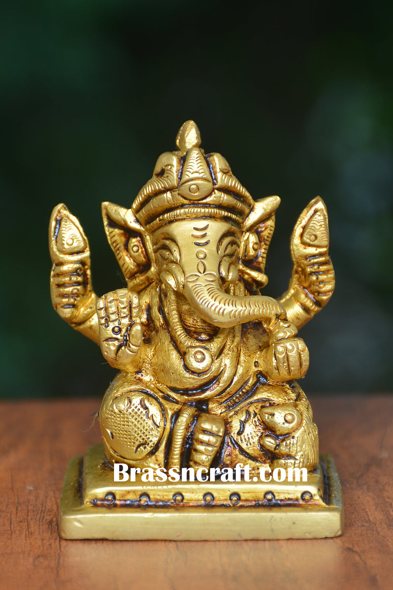 Sitting Ganesh Brass Idol