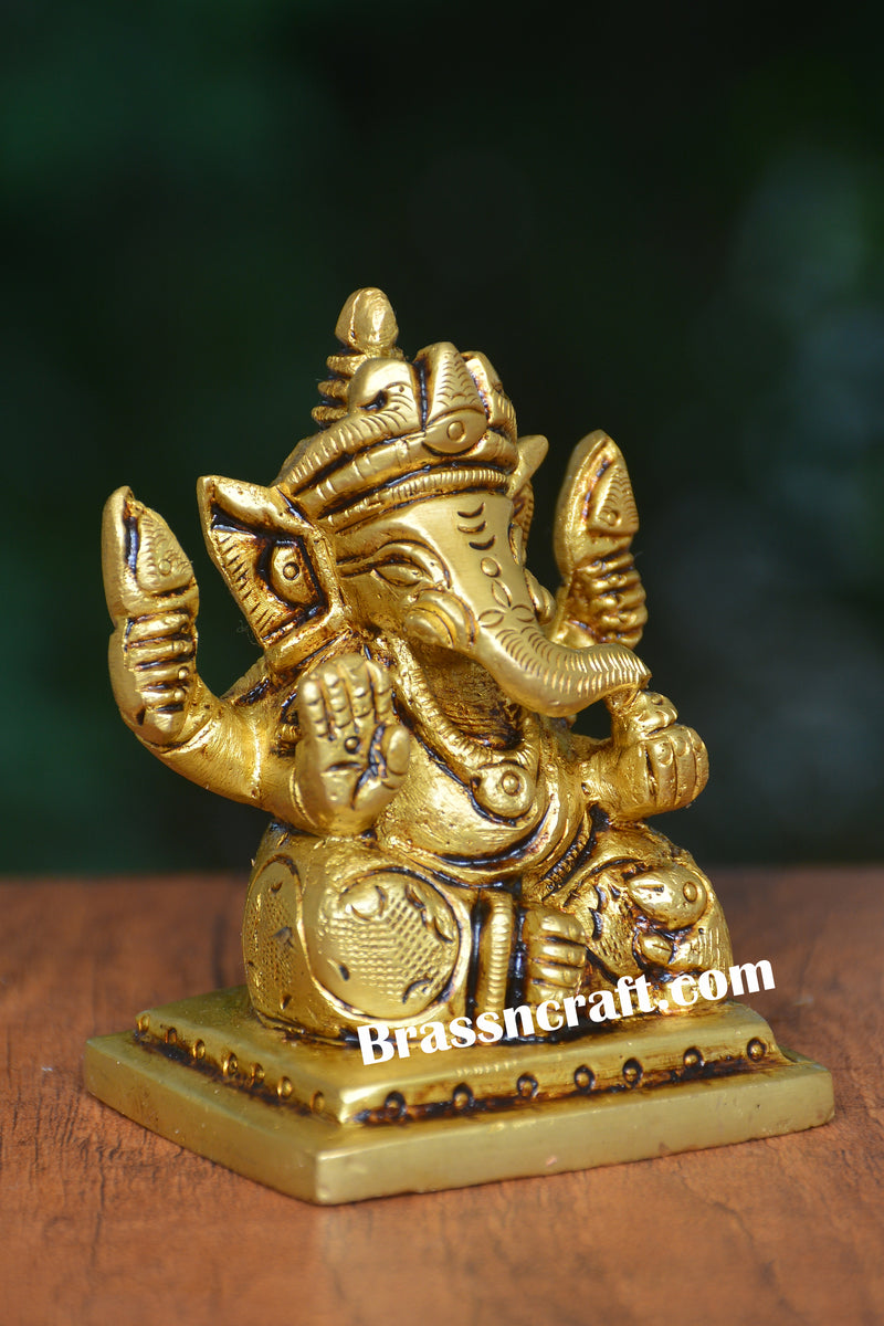 Sitting Ganesh Brass Idol