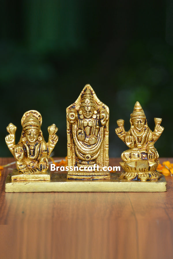 Brass Sitting Balaji Lakshmi and Padmavati Idol
