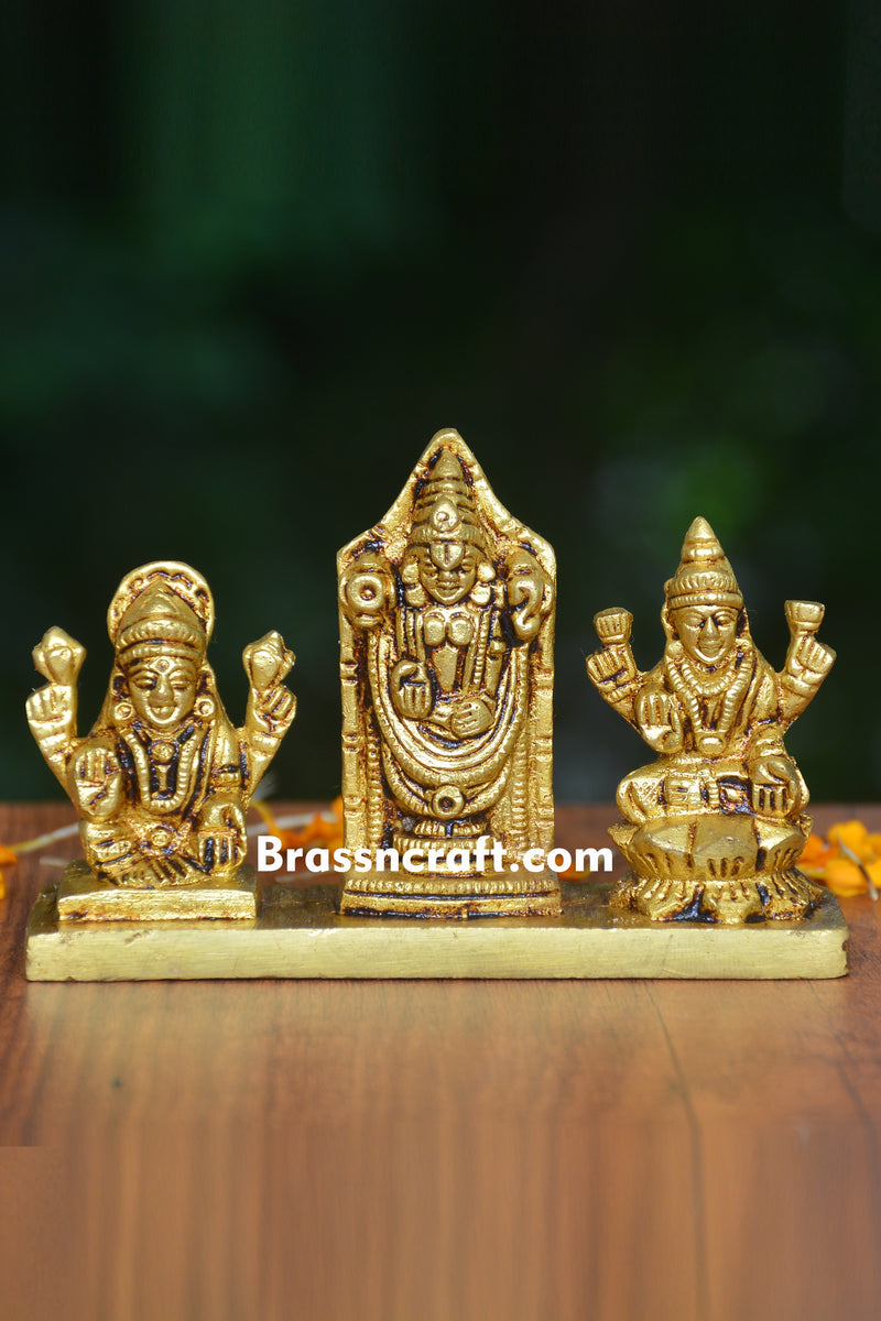 Brass Sitting Balaji Lakshmi and Padmavati Idol