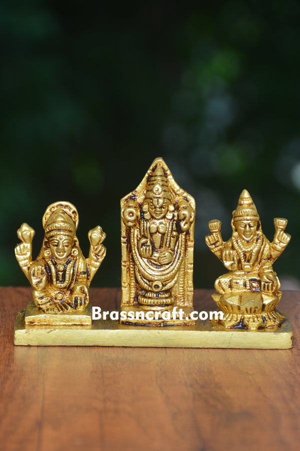 Brass Sitting Balaji Lakshmi and Padmavati Idol