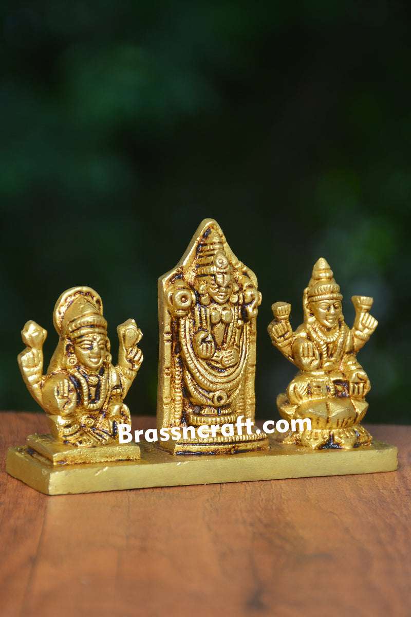 Brass Sitting Balaji Lakshmi and Padmavati Idol