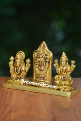 Brass Sitting Balaji Lakshmi and Padmavati Idol