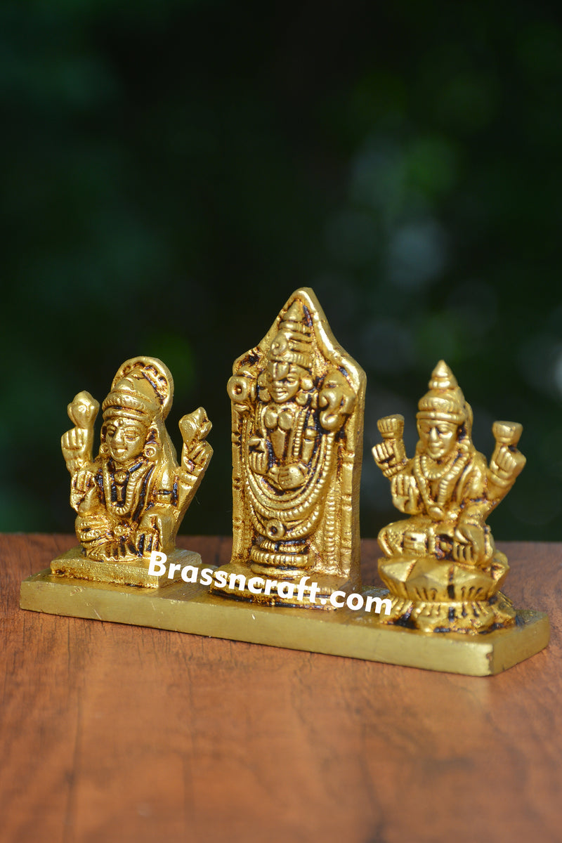 Brass Sitting Balaji Lakshmi and Padmavati Idol