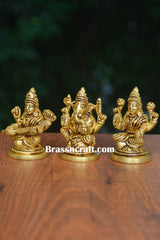 Brass Sitting Laxmi Ganesh Saraswati