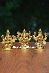 Brass Sitting Laxmi Ganesh Saraswati