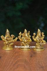 Brass Sitting Laxmi Ganesh Saraswati