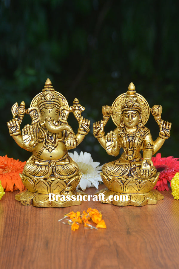 Brass Sitting Kamal Laxmi Ganesh