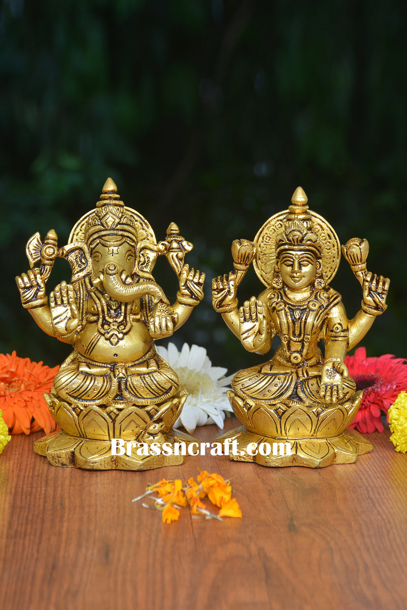 Brass Sitting Kamal Laxmi Ganesh