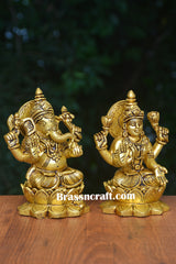 Brass Sitting Kamal Laxmi Ganesh
