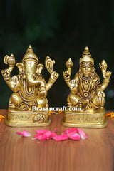 Brass Laxmi Ganesh idol