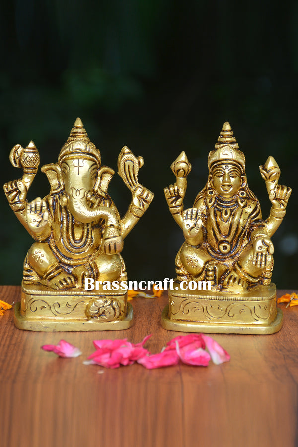 Brass Laxmi Ganesh idol
