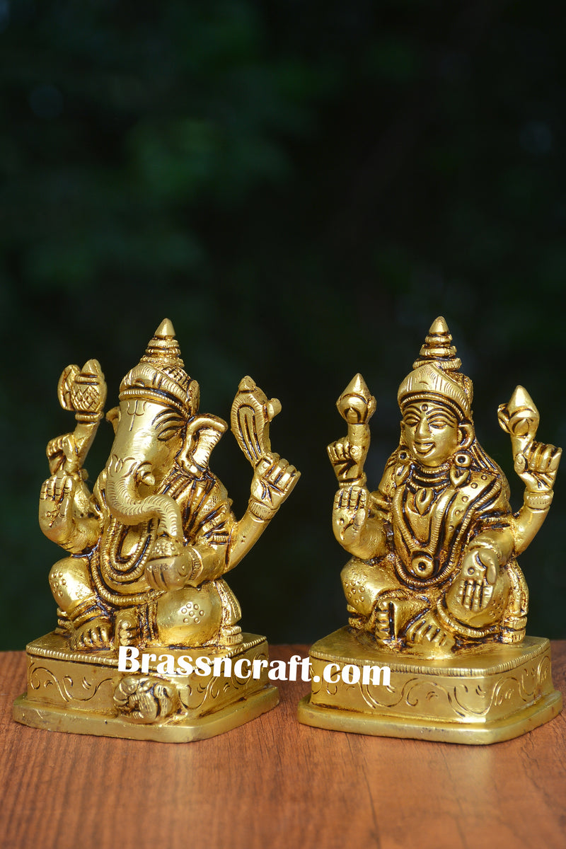 Brass Laxmi Ganesh idol