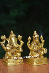 Brass Laxmi Ganesh idol