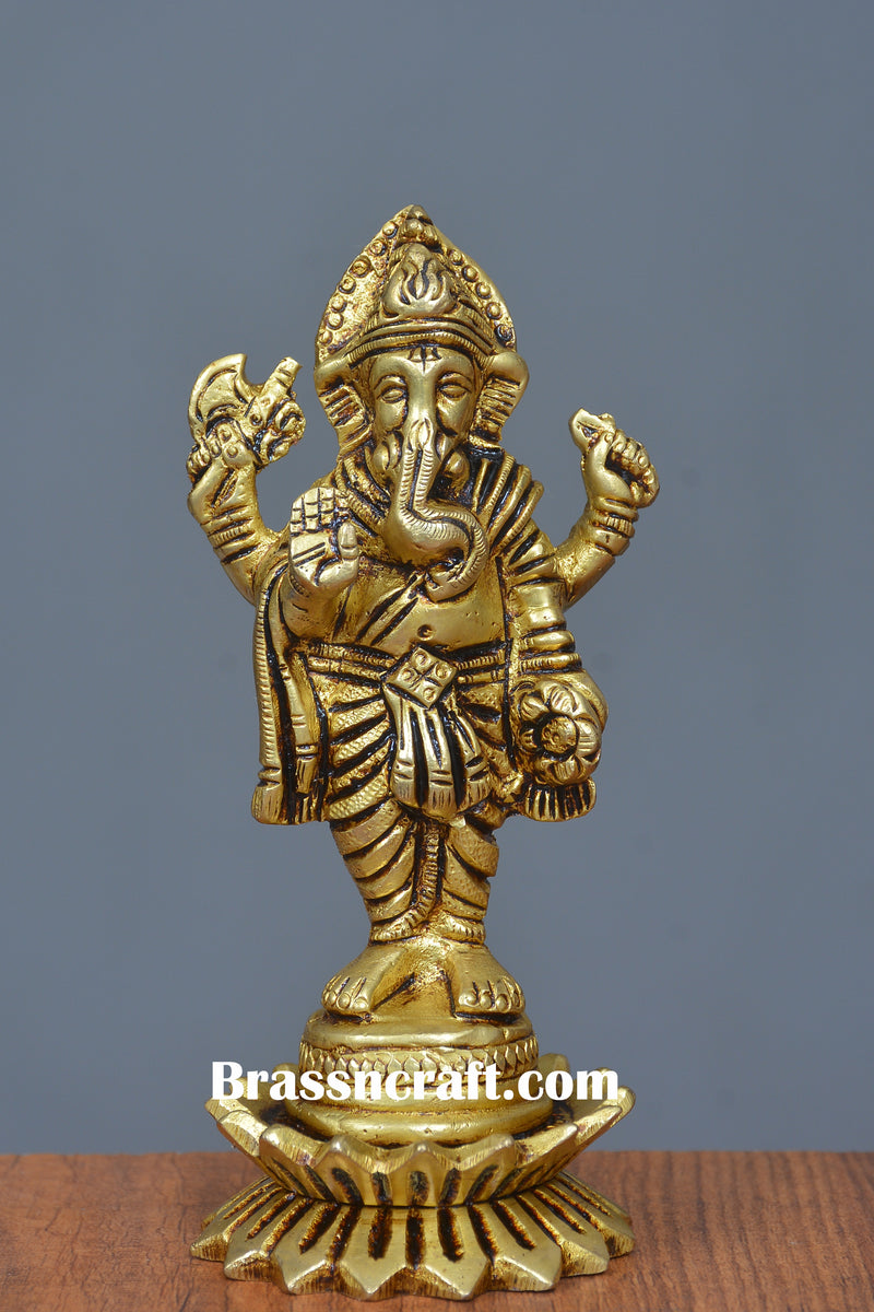 Brass kamal Standing Ganesh Idol