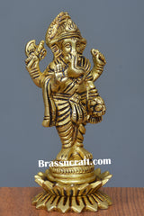 Brass kamal Standing Ganesh Idol