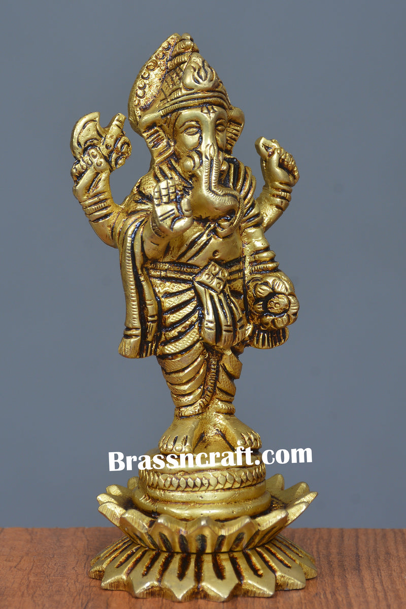 Brass kamal Standing Ganesh Idol