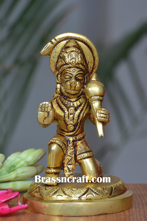 Brass Sitting Gol Base Hanuman