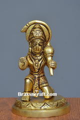 Brass Sitting Gol Base Hanuman