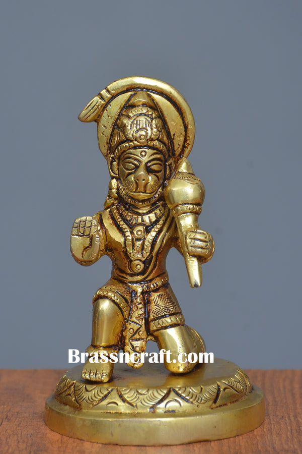 Brass Sitting Gol Base Hanuman