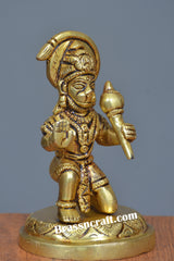 Brass Sitting Gol Base Hanuman