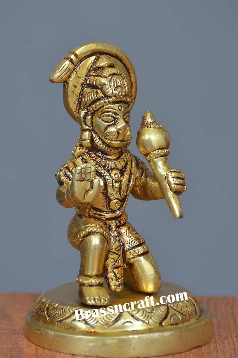 Brass Sitting Gol Base Hanuman