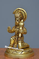 Brass Sitting Gol Base Hanuman