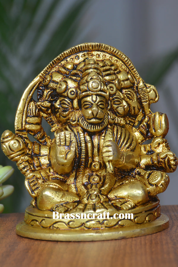 Brass Sitting Panchmukhi Hanuman Idol