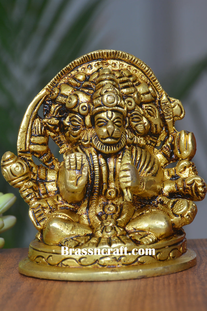 Brass Sitting Panchmukhi Hanuman Idol