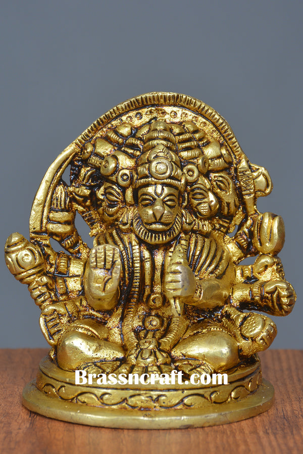Brass Sitting Panchmukhi Hanuman Idol