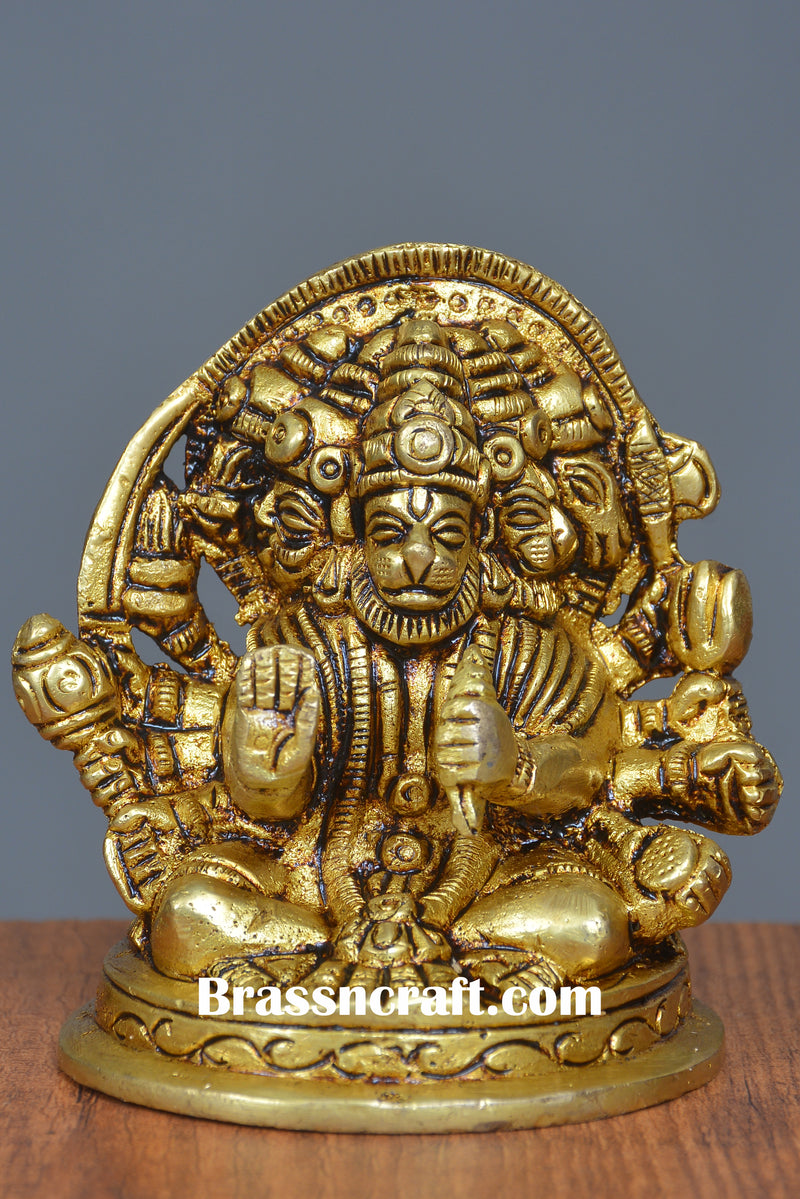 Brass Sitting Panchmukhi Hanuman Idol