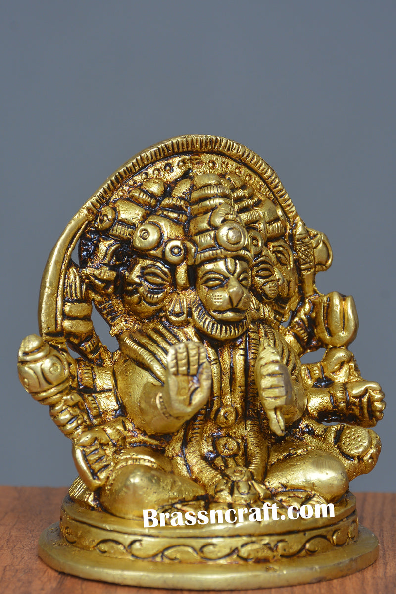 Brass Sitting Panchmukhi Hanuman Idol