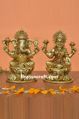 Brass Oval Base Laxmi Ganesh