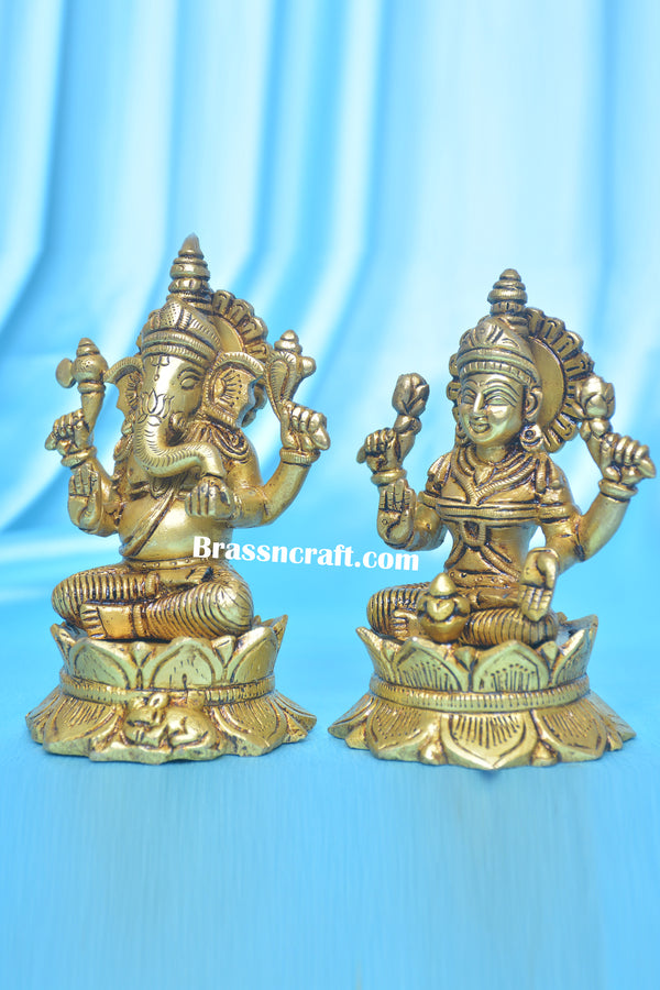 Brass Kamal Lakshmi & Ganesha