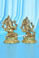 Brass Kamal Lakshmi & Ganesha