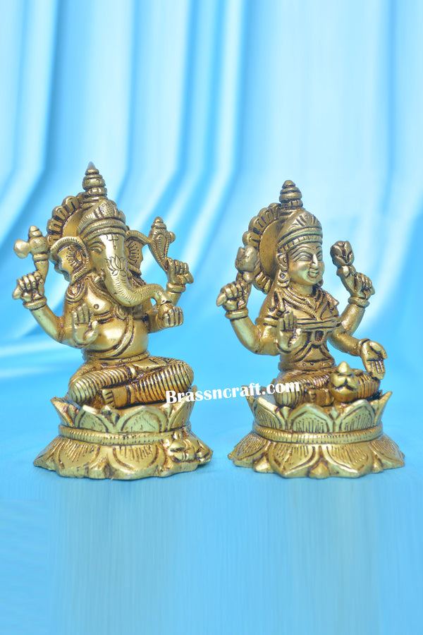 Brass Kamal Lakshmi & Ganesha
