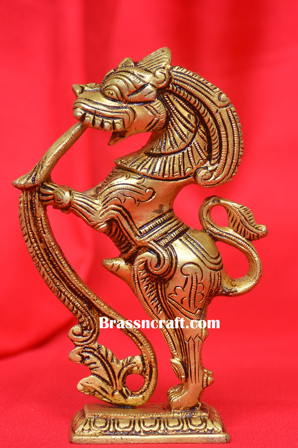 Brass Standing Yaali Statue
