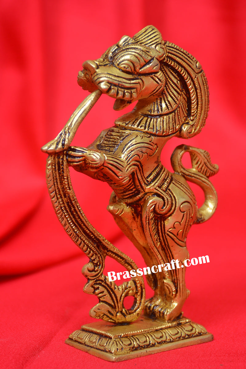Brass Standing Yaali Statue