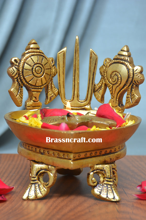 Brass Shank Chakra Namah Deepak