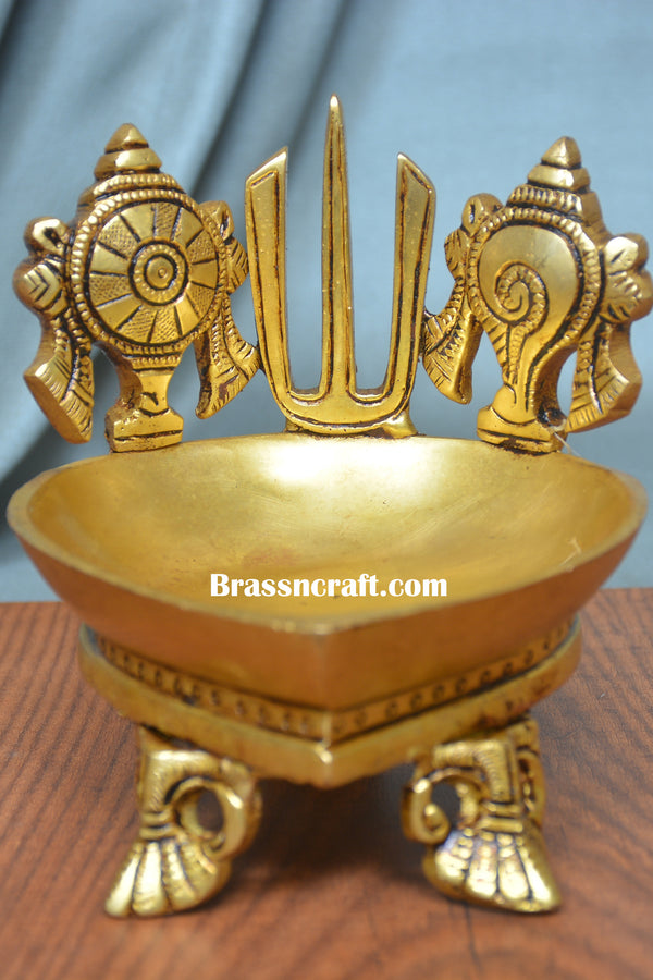 Brass Shank Chakra Namah Deepak
