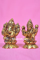 Brass Kamal Laxmi Ganesh Idol